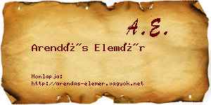 Arendás Elemér névjegykártya